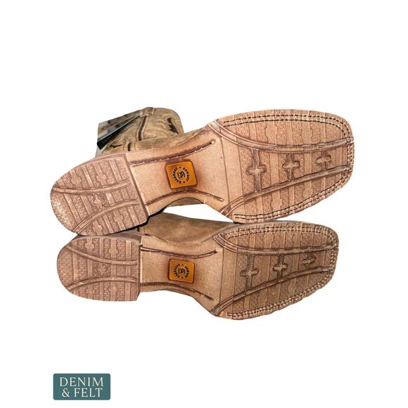 NEW Laredo Distressed Leather Western Boots Tan Broad Square Toe Cowboy Ranch 12 main image 6